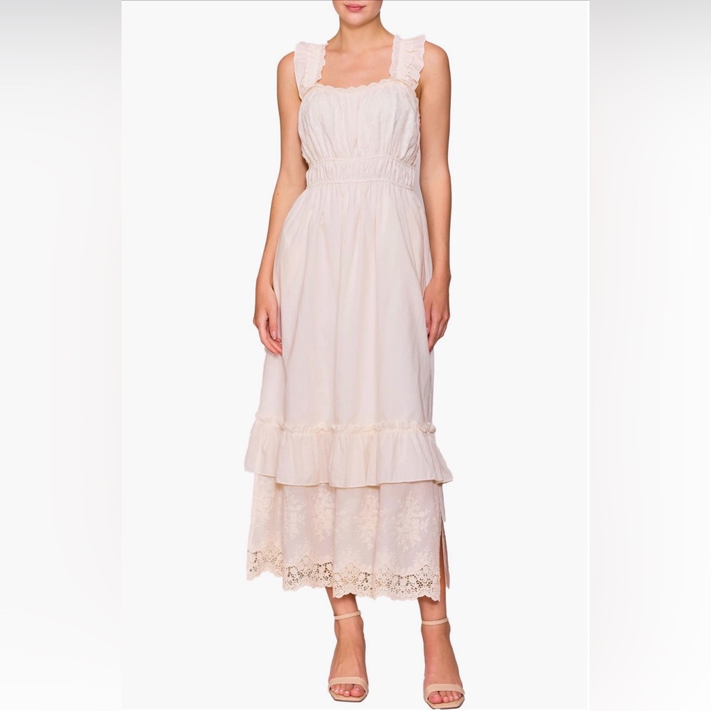 MELLODAY Ruffle Tiered Maxi Sundress Elegant Cream